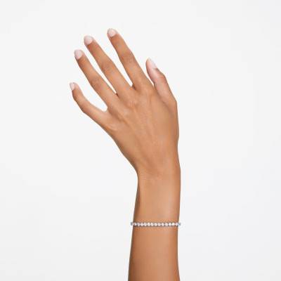 Matrix Rhodium-Plated Metal Tennis Bracelet & Crystals, Length 15.5 cm to 19 cm - 5648936 - Swarovski