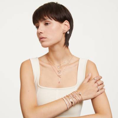 Bracelet Tennis Matrix en Métal Doré Rose & Cristaux, Longueur 15,5 à 19 cm -5657657 - Swarovski