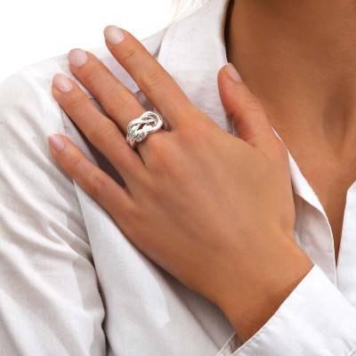 Nautical Knot 925/1000 Silver Ring - Clio Blue