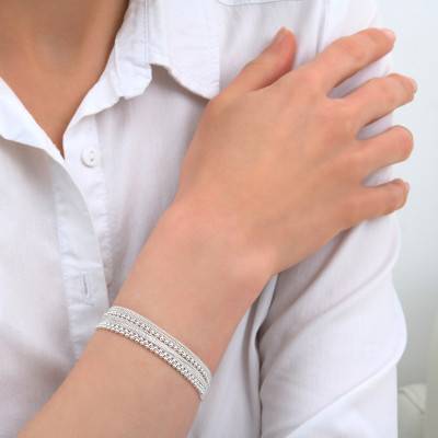 925 Silver Bernadette Multi-Chain Bracelet, Length 18.50 cm - Clio Blue