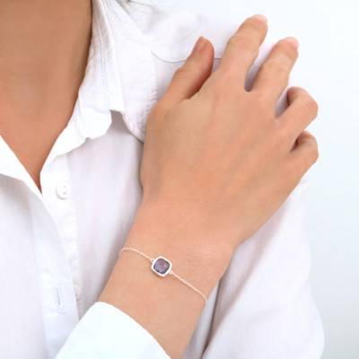 925 Silver Sissi Violet Bracelet, Adjustable Length 18.5 cm - Clio Blue