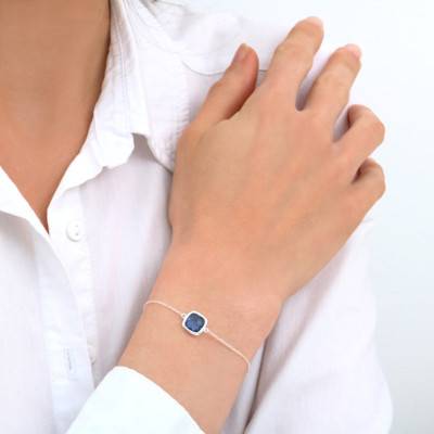 925 Silver Sissi Sapphire Blue Bracelet, Adjustable Length 18.5 cm - Clio Blue
