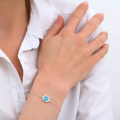 Bracelet Sissi Bleu Pacifique en Argent, Longueur 18,5 cm ajustable - Clio Blue