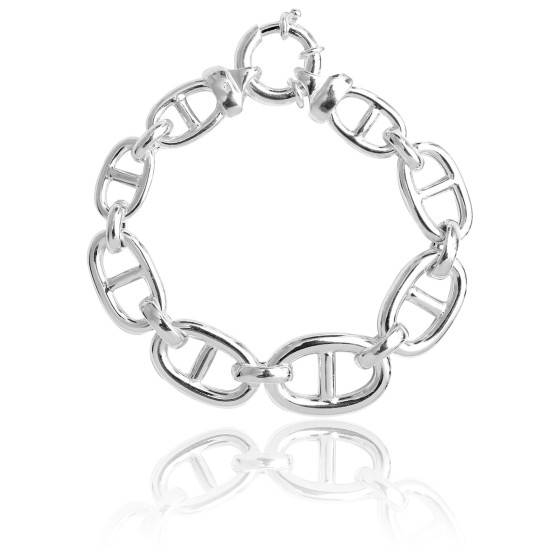 Bracelet Mailles Marine En Argent Plaqué 12 Microns - Fermoir Toggle - Neuf Sans Emballage - Bijou élégant