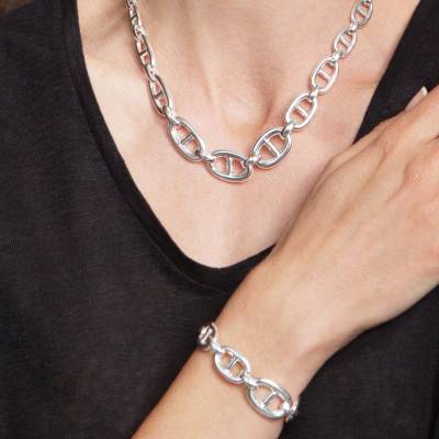 925 Silver Maura Graduated Mariner Chain Bracelet, Length 20.50 cm, Width 10 mm to 16 mm - Clio Blue