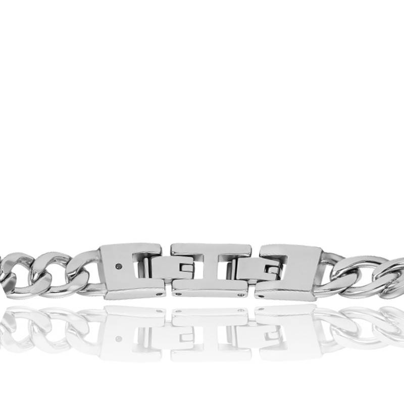 Bracelet Gourmette En Acier Inoxydable Pour Femme - Longueur 20 Cm - Poli Et Satiné - Occasion Bon état