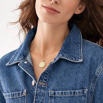 Collier Sadie Bords Festonnés et Zircons en Acier, 40,6 à 45,7 cm - JF04382710 - Fossil