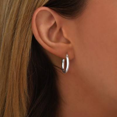Round Silver Hoop Earrings, Diameter 20 mm to 50 mm - Clio Blue