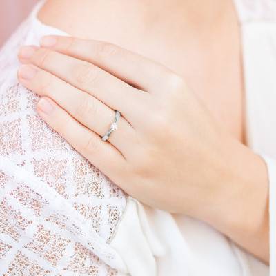Bague Solitaire Paris Or Blanc 375 & Diamant 0,13ct - Amore