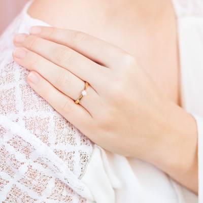 Bague Solitaire Paris Or Jaune 375 & Diamant 0,15ct - Amore