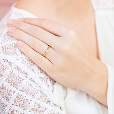 Bague Solitaire Paris Or Jaune 375 & Diamant 0,20ct - Amore