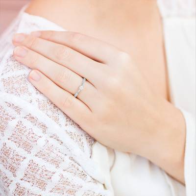 Paris 375/1000 White Gold 0.20 ct Diamond Solitaire Ring - Amore