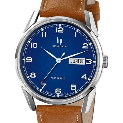 Montre Himalaya 40 Cuir Marron Jour Date 671705 - Lip
