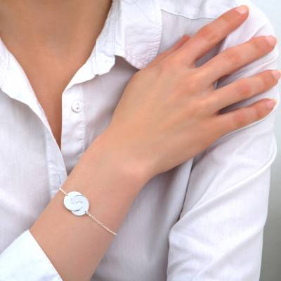 Disco Silver 925 Double Disc Bracelet, Length 16 cm to 19 cm - Clio Blue