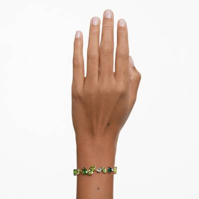 Gema Gold-Plated Metal & Green Crystal Bracelet, Length 16.5 cm to 19.5 cm - 5652822 - Swarovski