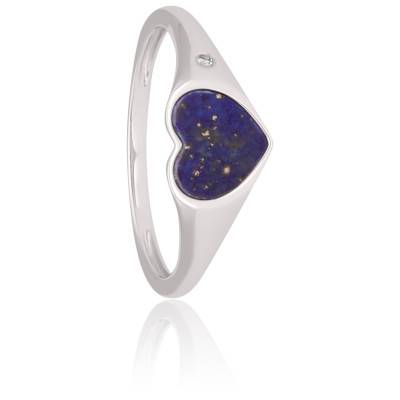 Bague En Argent 925 Sertie De Lapis Lazuli Et Tourmaline - Taille 54 - Bijou Occasion