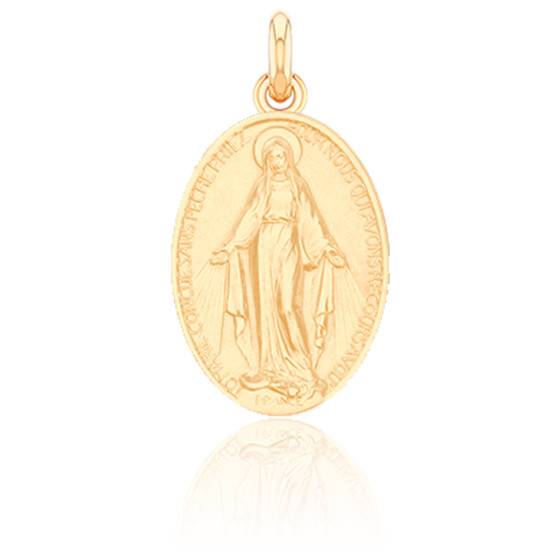 Médaille Vierge Miraculeuse En Or Jaune 18 Carats (750) - Pendentif Neuf Avec étiquette - 1.1 Grammes