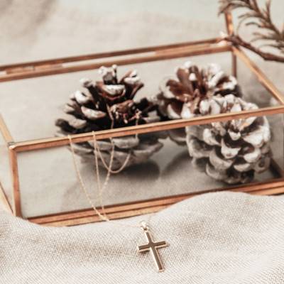375 Yellow Gold Catholic Cross Pendant - Emanessence