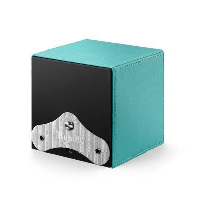 Ecrin Rotatif Masterbox Cuir Turquoise / Surpiqures Turquoise - Swiss Kubik