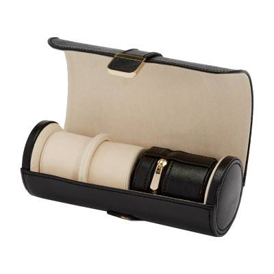 Palermo Double Watch Roll with Jewelry Pouch Black Anthracite 213902 - Wolf 1834