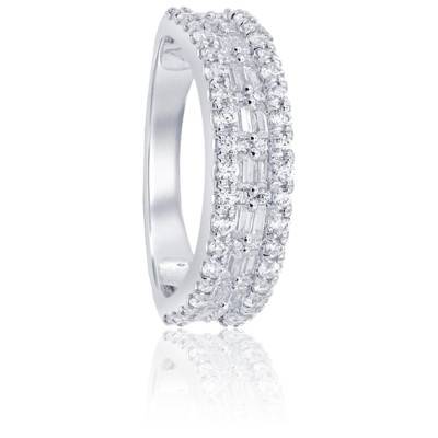 Bague De Fiançailles Diamant Radiant 1 Carat - Or Blanc 14 Carats - Créée En Labo - Taille 6.5 Et Personnalisable