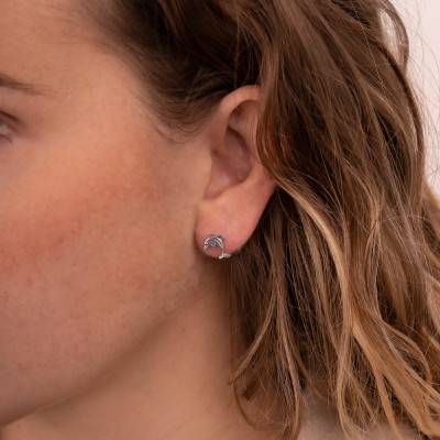 Silver Dolphin Motif Stud Earrings - Emanessence