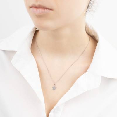 375/1000 or 750/1000 White Gold Star Pendant - Emanessence