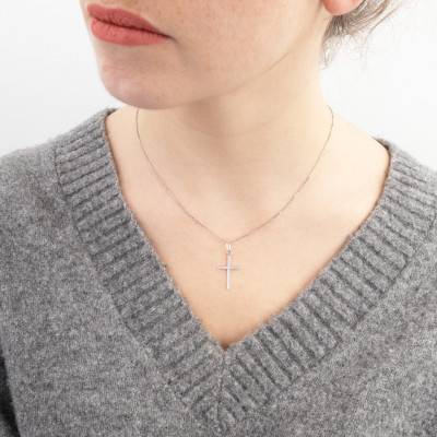 Pendentif Croix en Argent 925 Satinée, 20 x 14 mm - Emanessence