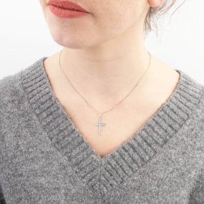 925 Silver Cross Pendant, 22 x 14 mm - Emanessence