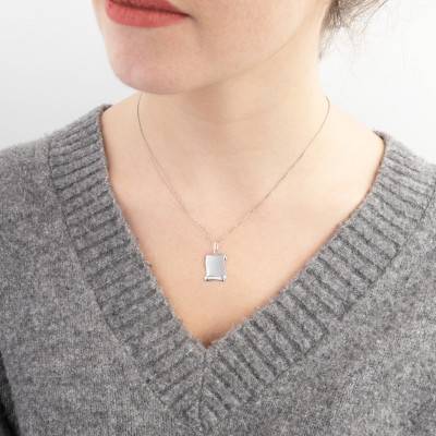 Pendentif Parchemin Poli en Argent Rhodié, 16 x 12 mm - Emanessence