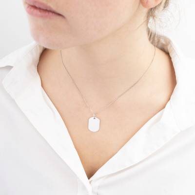 Pendentif Rectangle Arrondi en Argent Rhodié, 20 x 15 mm - Emanessence