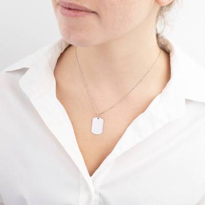 925 Silver Rounded Rectangle Plate Pendant, 24 x 16 mm - Emanessence