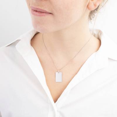 Pendentif Plaque Rectangulaire Polie en Argent Rhodié, 25 x 15 mm - Emanessence