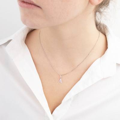 Pendentif Initiale, Argent 925 Rhodié, 8,50 x 7,50 mm - Emanessence