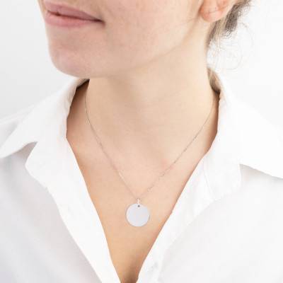 Médaille Ronde, Argent 925 Rhodié, Diamètre 22 mm - Emanessence