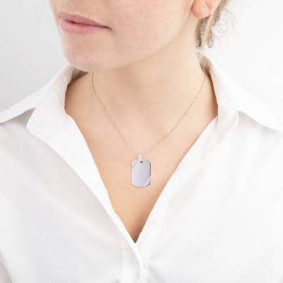 Pendentif Plaque Arrondie Rainurée, Argent 925, 30 x 20 mm - Emanessence
