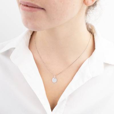 925 Rhodium-Plated Silver Round Medal, 12 mm Diameter - Emanessence
