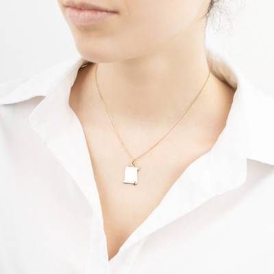 Pendentif Parchemin Rhodié en Or Jaune 375, 16 x 13 mm - Emanessence