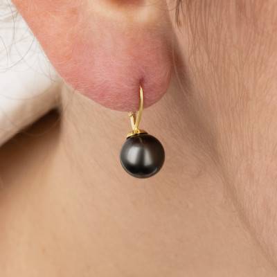 Boucles d'oreilles Dormeuses Perles de Tahiti Rondes 7/8mm en Or 750 - Négoce-îles
