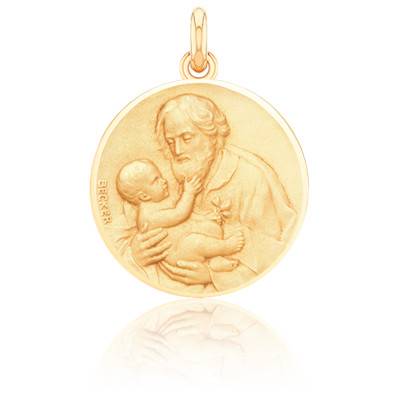 Médaille Ancienne En Or Et émail Au Feu Saint José - 1910 - Poids 2.23g - 25x18mm - Occasion Parfaite