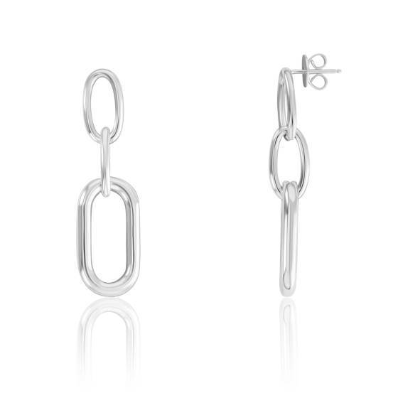 Boucles D'oreilles Anciennes En Argent Massif - Style Maille Boucle Pendante - Dormeuses - Occasion