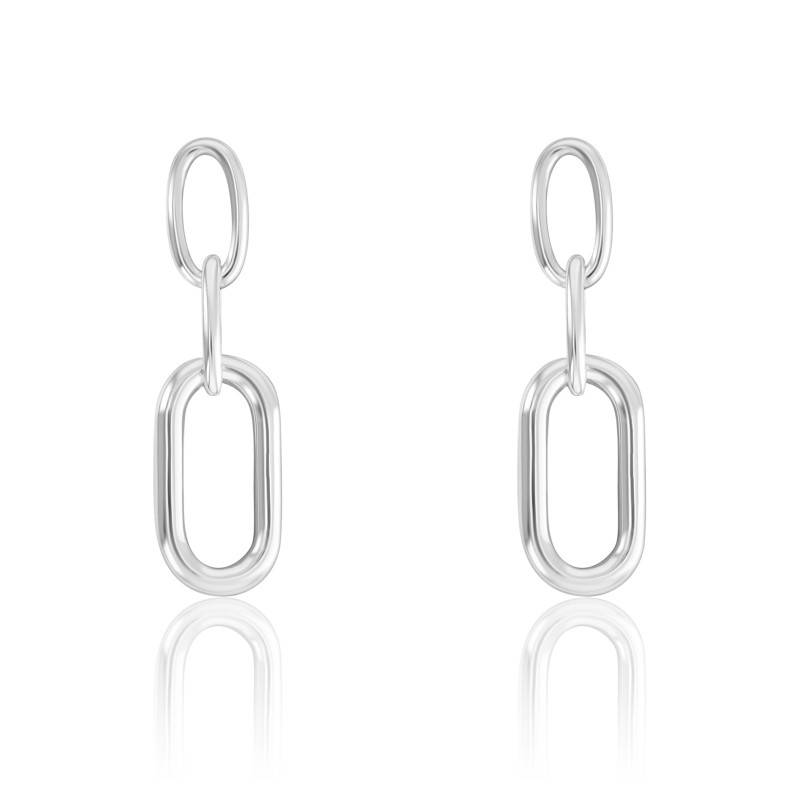 Boucles D'Oreilles Créoles Polies En Argent Sterling - Deux Tons