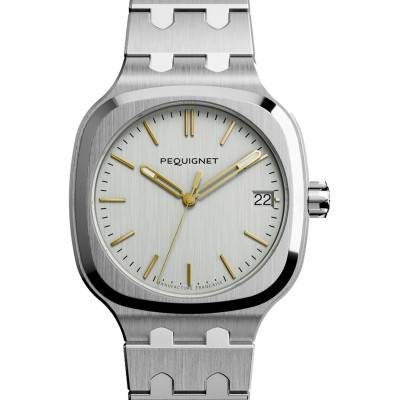 Pequignet Silver Gold-Index Concorde wall clock 36mm 9046333 - Pequignet