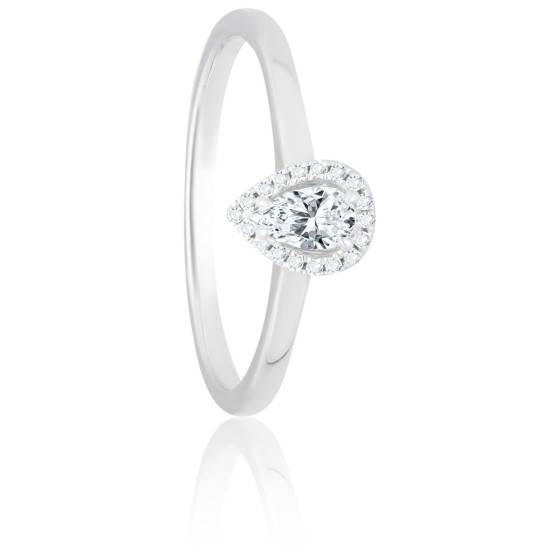 Bague De Fiançailles/mariage En Or Blanc 18k - Diamant Poire 2,00 Ct + Saphir Rose Cœur - Sur Mesure Et Certifiée GLI