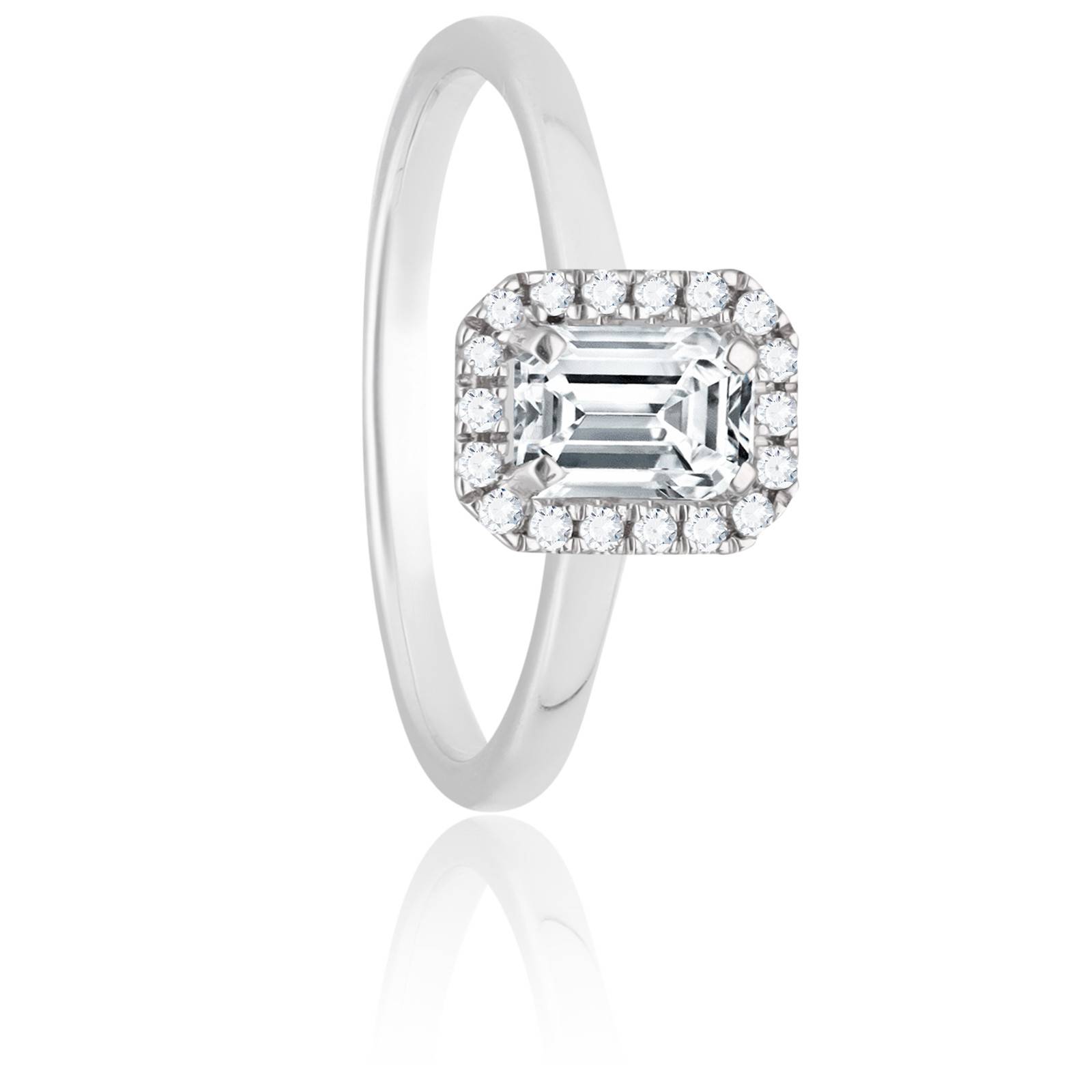 Bague Diamant Radiant 0 70 ct GIA et Halo Or 750 Divine Ocarat