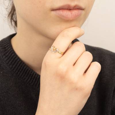 Bague Double Coeur Or Bicolore 375 - Emanessence