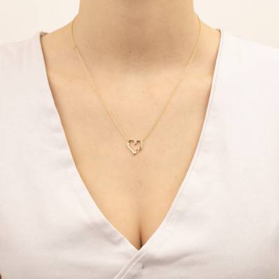 Collier Coeur et Infini en Or Jaune 375, Longueur 42 cm - Emanessence