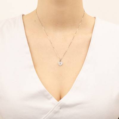 Collier Coeur Cadenas en Or Blanc 375 et Oxyde de Zirconium, Longueur 42 cm - Emanessence