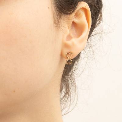 Boucles d'Oreilles Coeurs Infini, Oxyde de Zirconium et Plaqué Or - Emanessence