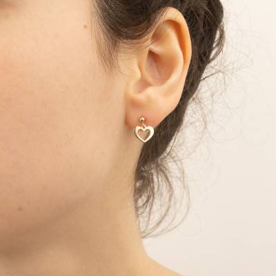 Boucles d'Oreilles Coeur Ajouré Or Jaune 750 - Emanessence